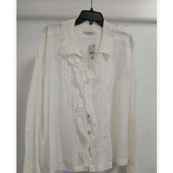 Free People Savannah Ruffle Button Down Blouse Medium New Boho Festival Top $128 - Picture 3 of 7